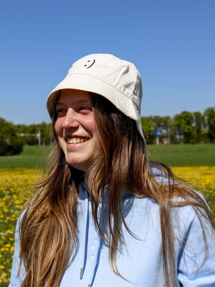 Smiling Bucket Hat of Refined Joy - Natural Raw